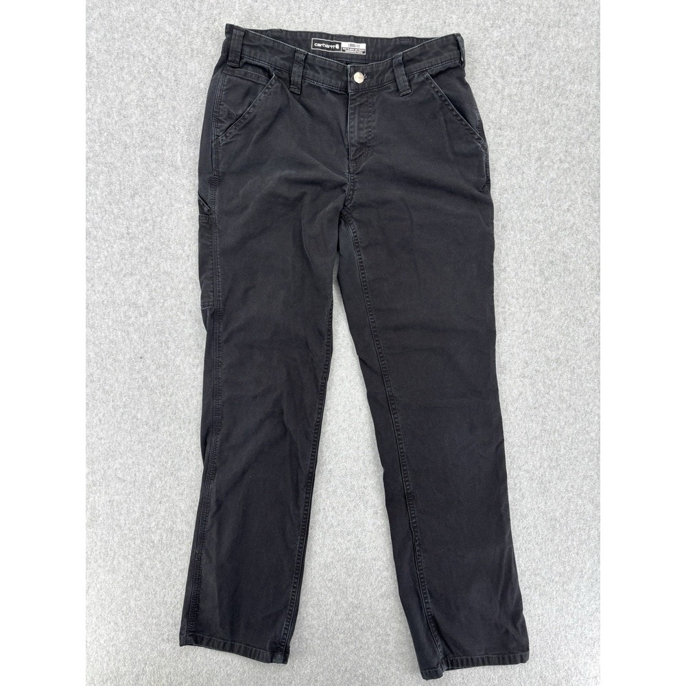 Carhartt Women's 6 Tall Rugged Flex Loose Fit Canvas Work Pants Black BN2080